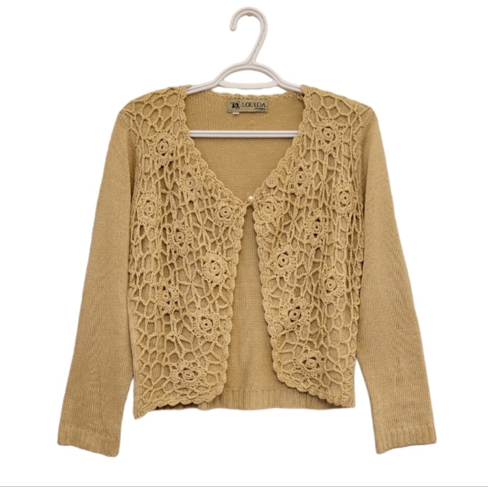 Vintage Crochet Cardigan with Pearl Button